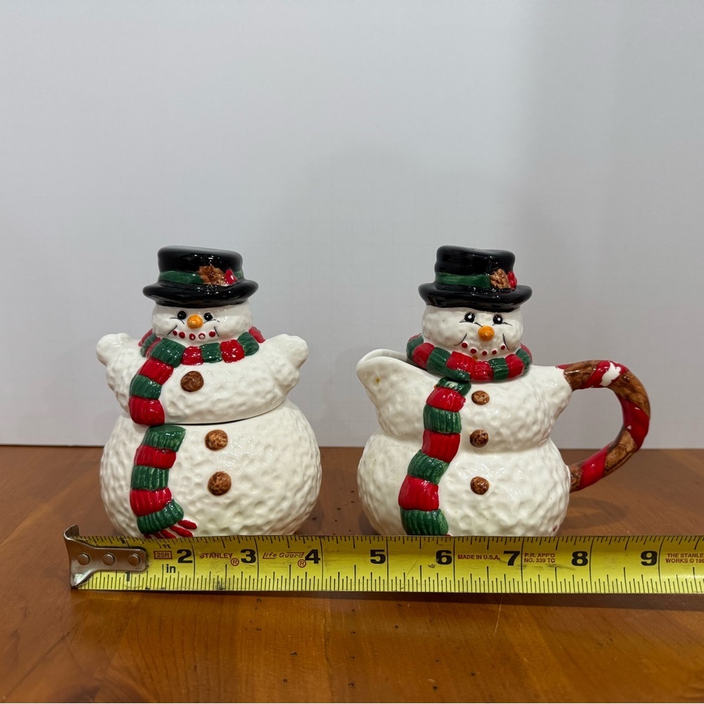 The Cellar Macys vintage dish and cream and sugar dishes snowman 1996 - Picture 9 of 14